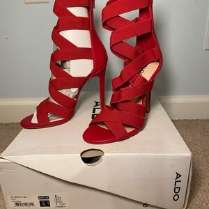 Aldo Vibrant Red Strappy Heels